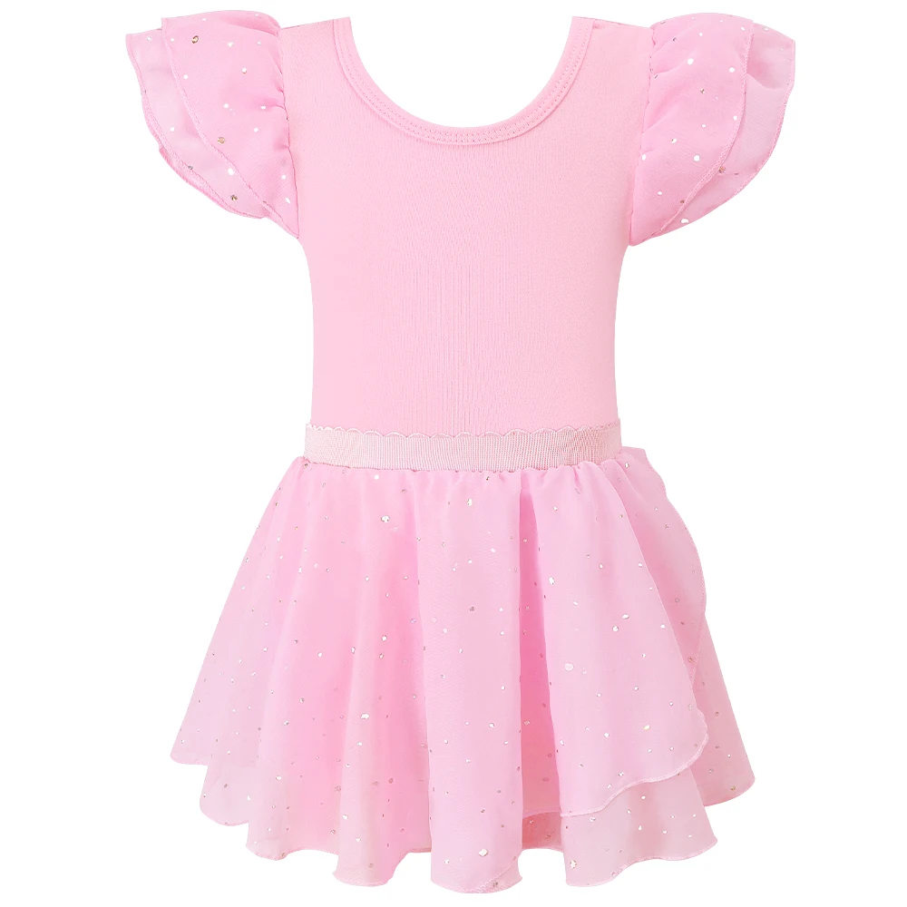女の子バレエダンスレオタード取り外し可能なチュチュ幼児ダンスドレススカートバレリーナフリルスリーブコスチューム