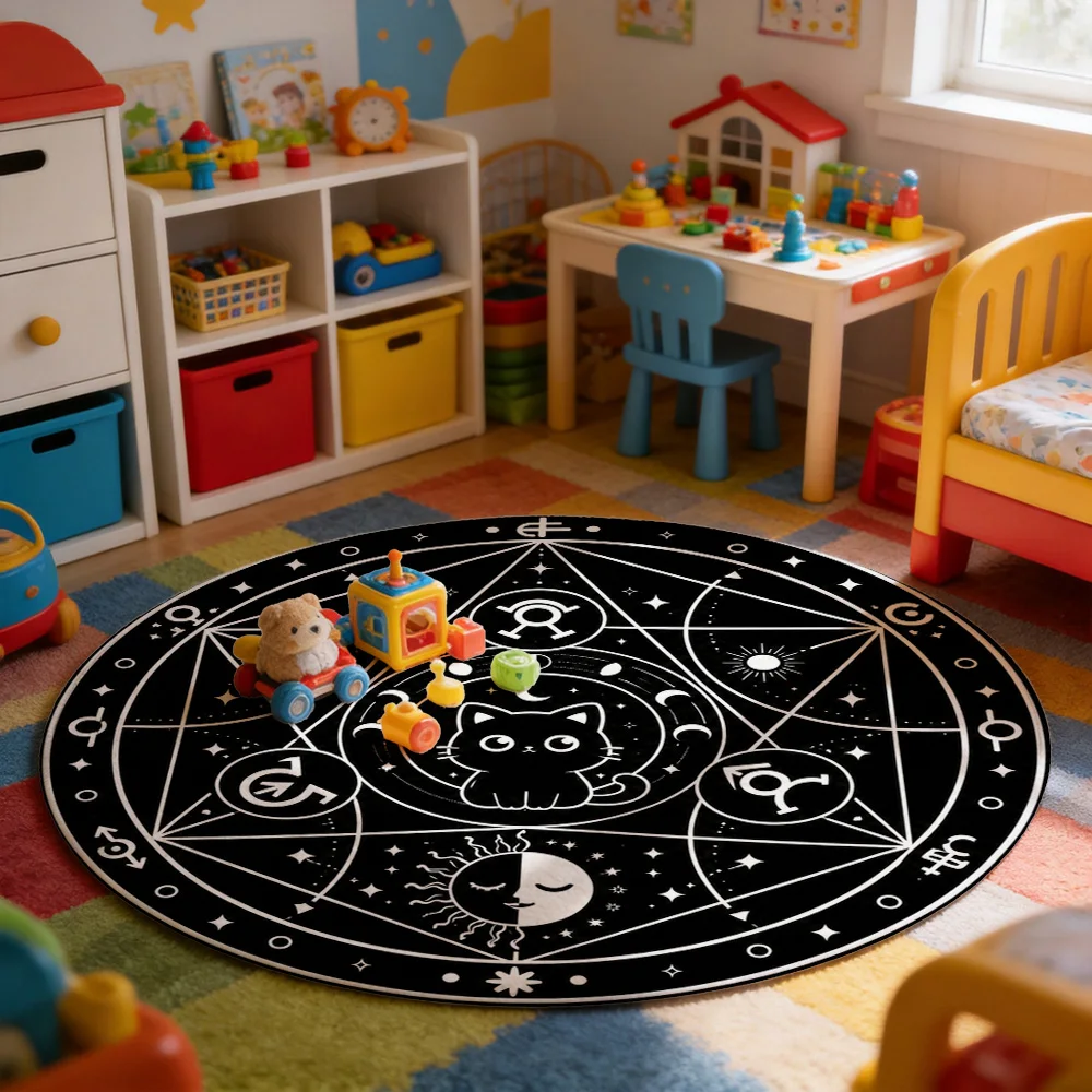 Astrology Zodiac Constellation Floor Mat Bohemian Witchy Tarot Decor Boho Nursery Room Rug