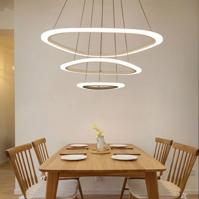 Modern Adjustable Cable Irregular Circle Pendant Lights for Living Room Hallway  Kitchen Acrylic Body LED Chips Lustre Fixtures