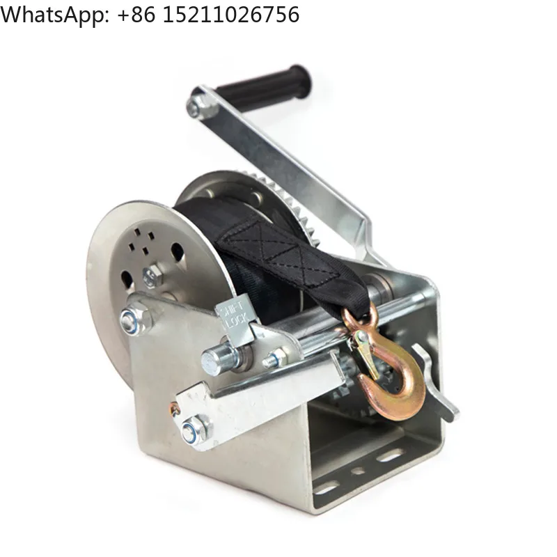 2 Dual Speed Winch 3200LBS Hand Winch with Hand Brake Trailer Winch for Boat with Belt Webbing Strap