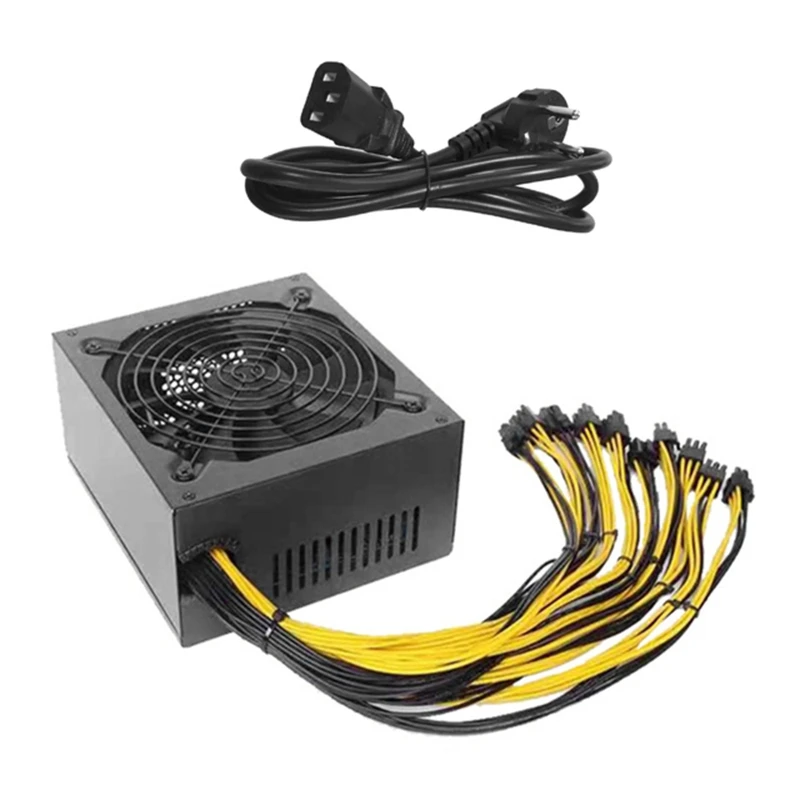 2000W ATX 12V 2.31 Silent Mining Machine Power Supply Support 10x 6 Pin Graphics Cards Bitcoin Miner Power Supply Dropship