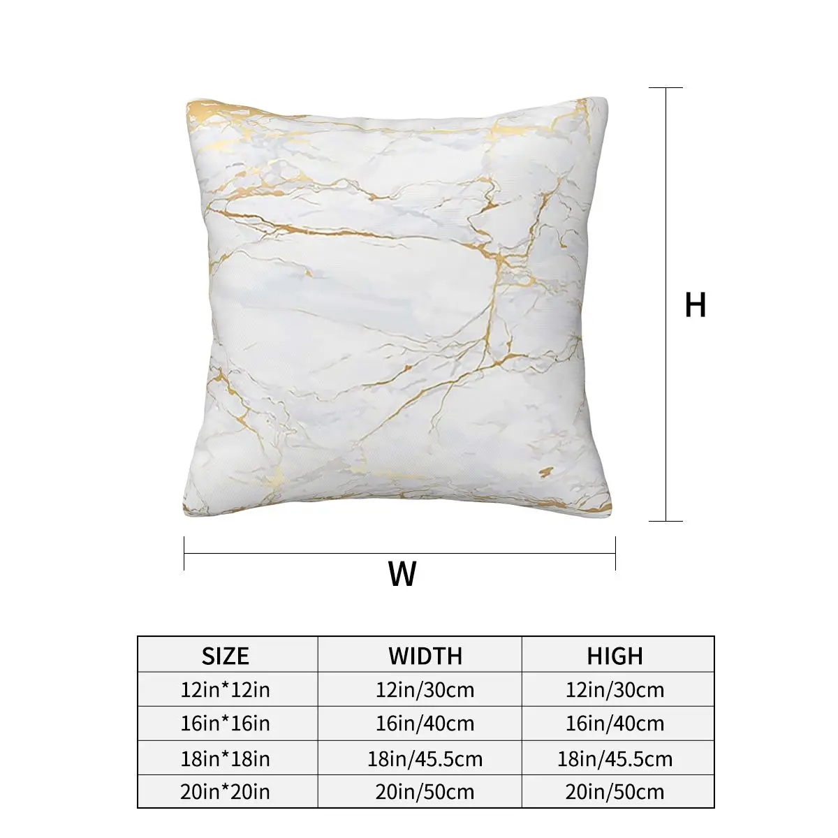 White And Gold Marbl Square Pillowcase Pillow Cover Cushion Zip Decorative Comfort Throw Pillow for Home Car