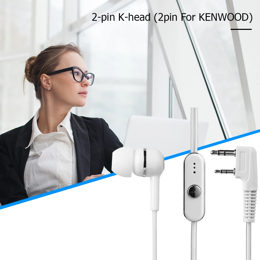 Walkie Talkie Dual Headset Earphone 2 Pin K Type Two Way Ham Radio Speaker Mic Earpiece Headset For BF KENWOOD PTT Mic Headphone view 6