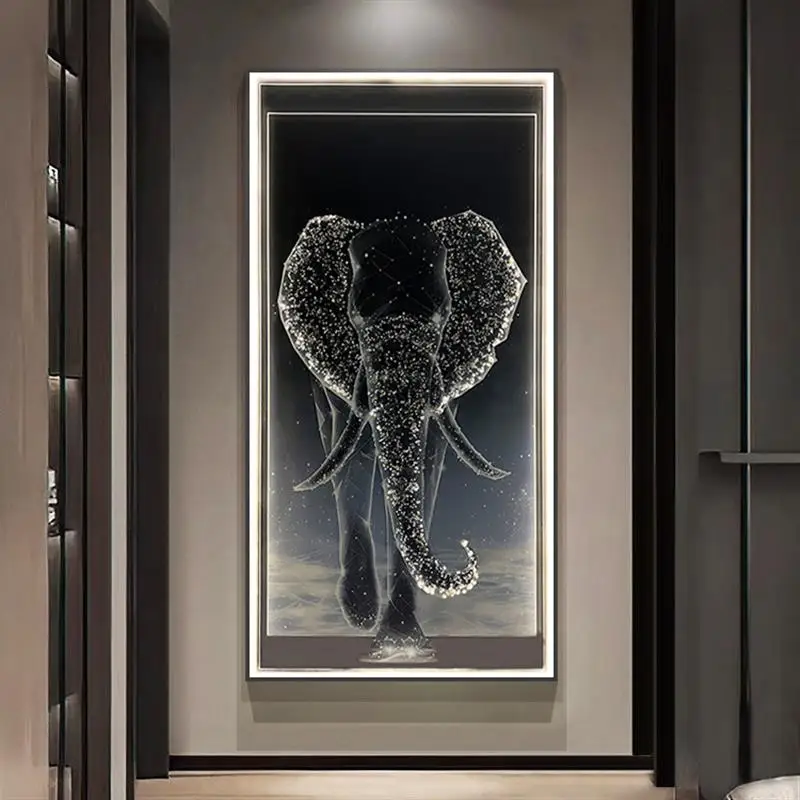 

Luxury-lite elephant entrance hall decorative painting, modern-style living room wall lamp, corridor high-end LED light painting
