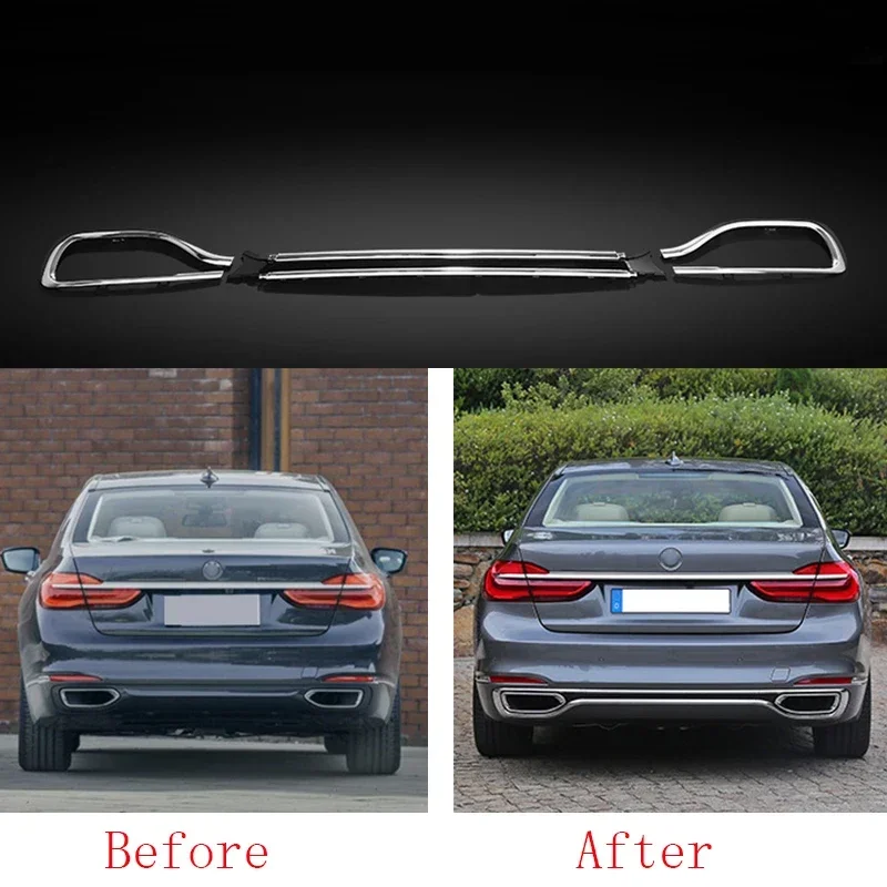 

For BMW 7 Series G11 G12 16-19 3x Car Rear Bumper & Rear Cylinder Exhaust Cover Decorate Car Bumper Lip Spoiler Refit