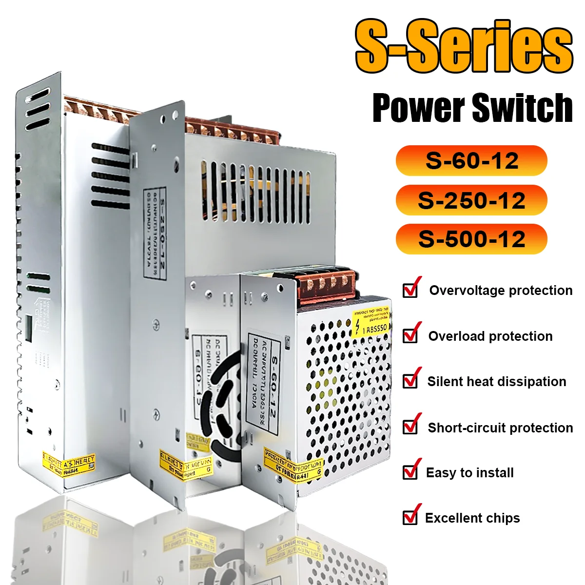 

Switching Power Supply 60W 250W 500W AC 110V 220V to DC 12V Converter Transformer Light Transformer Source LED Adapter CCTV