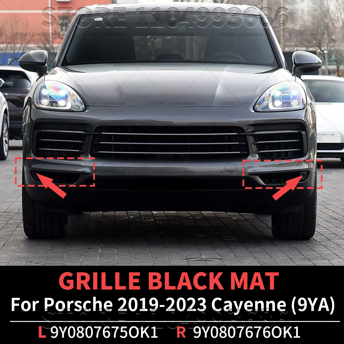 

For 2019 2020 2021 2022 2023 Porsche Cayenne (9YA) Front Bumper Grille Mat OEM 9Y0807675OK1 9Y0807676OK1 9Y0807675 9Y0807676