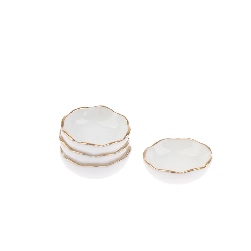 

4pcs 1:12 Dollhouse Miniature White Ceramics Bowl Dishes Kitchen Furniture Toys