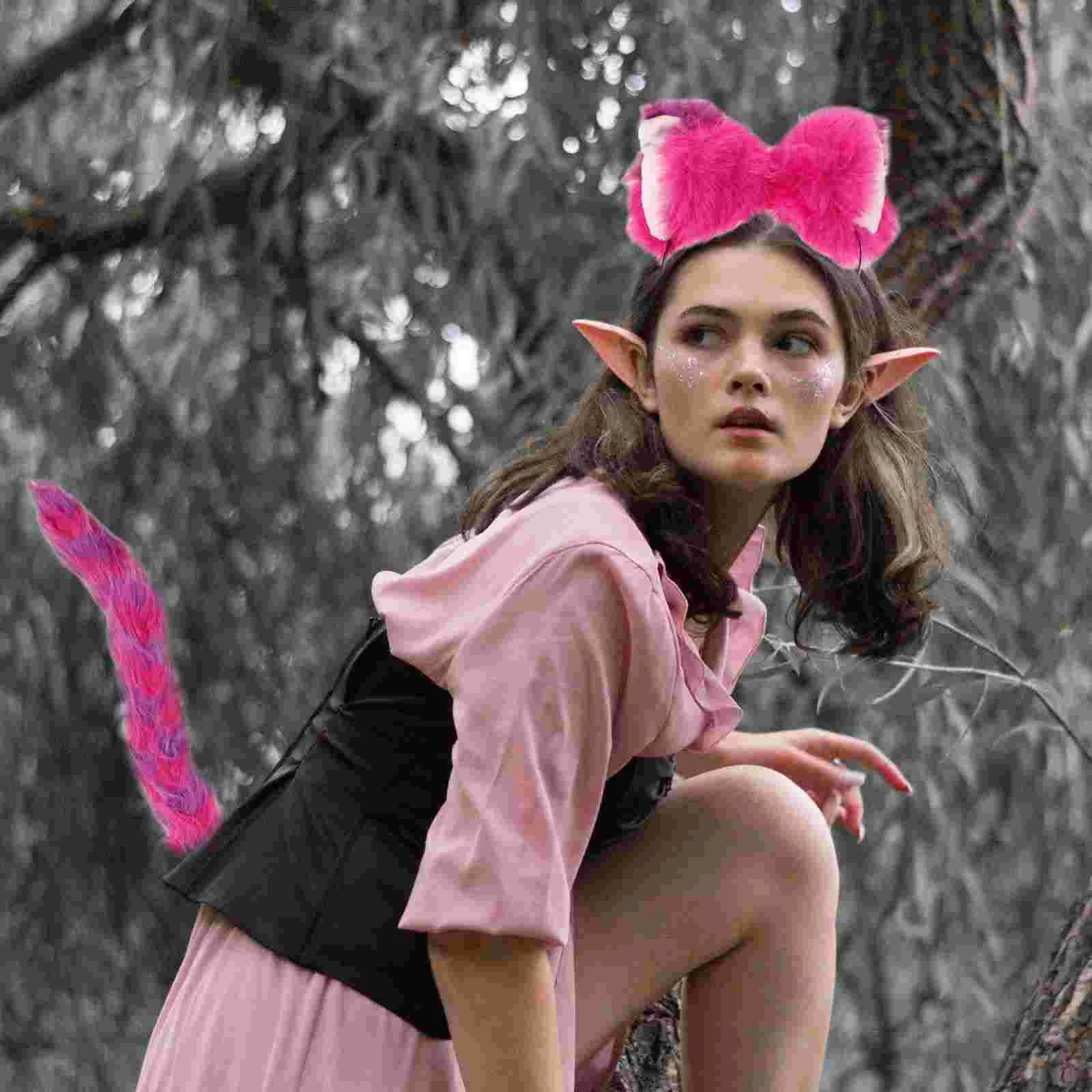 Katzenohren Stirnband Cosplay Kostüm Set Halloween Party Dekorative Kopfbedeckung Haarschmuck Performance Halsband