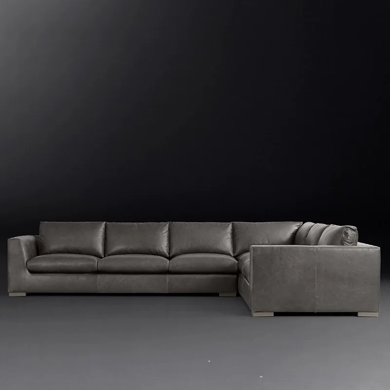 Italian minimalist cowhide sofa modern simple size apartment leather art sofa living room furniture combination set