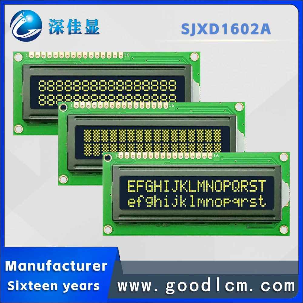 

1602LCD LCD Display 16x02lcm LCD module 16*02a character LCD VA black background green characters 5V or 3.3V powerst7066 drive