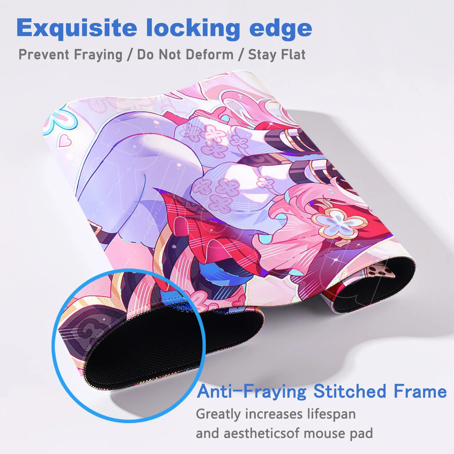 Anime Cute March 7th Mousepad Honkai Star Rail Mouse Pad Locking Edge Mice Mat Office Large Non-Slip Keyboard Mat Sparkle Huohuo