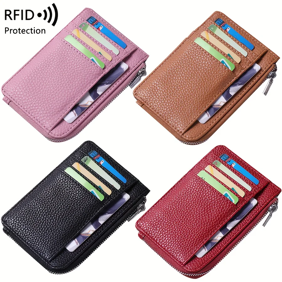 

Unisex minimalist slim zipper wallet,faux leather,credit card holder with coin pocket, stylish design, everyday essential wallet