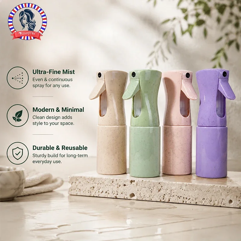 150ml Continuous Barber Spray Shampoo Bottle Wheat Straw Material Refillable Bottle for Hair Salon Fine Mist Spray Bottle