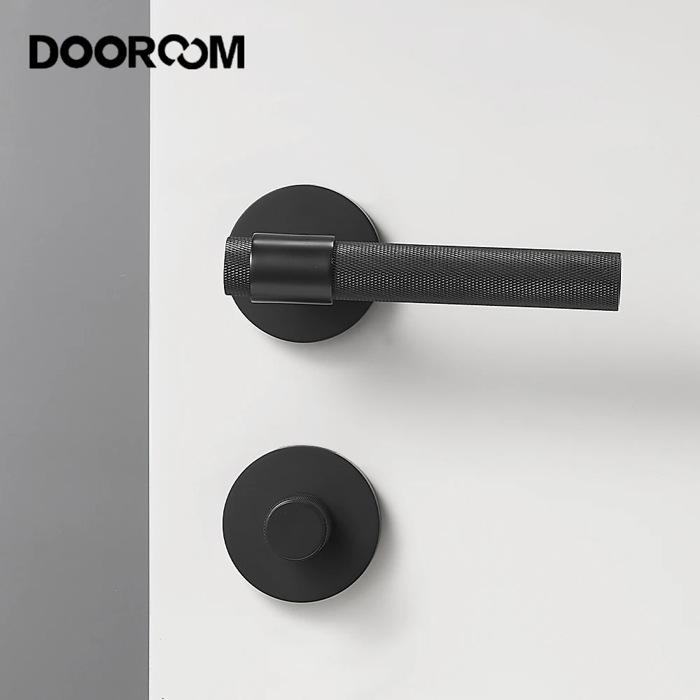 Imagem -04 - Dooroom-brass Knurled Door Lock Grupo Maçaneta Interior Double Wood Lever Grupo Manequim Privacidade Quarto e Banheiro Moda