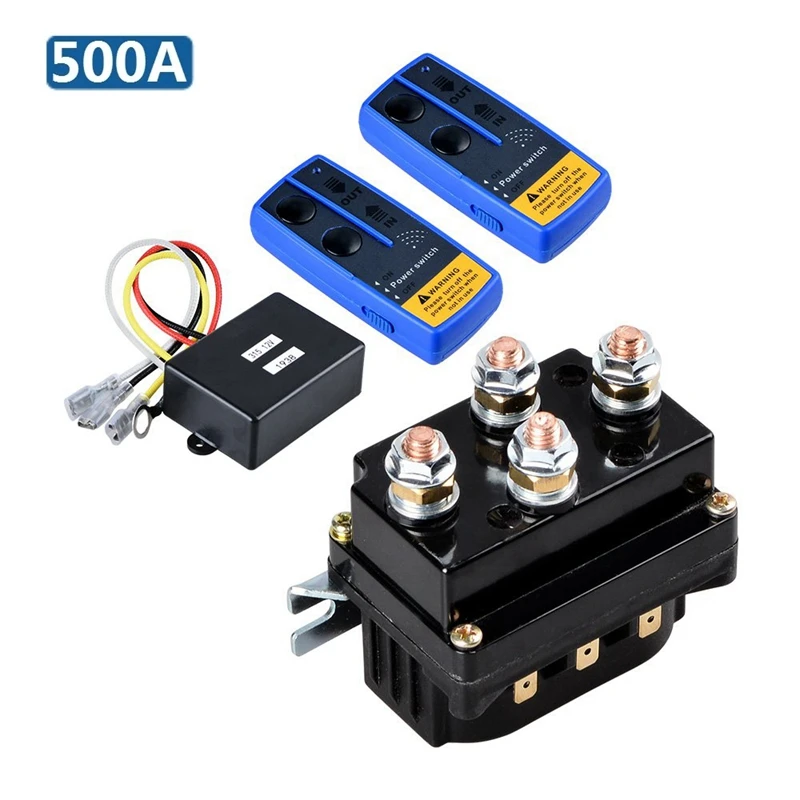 Universal 12V 500A Winch Remote Contactor Winch Control Solenoid Relay Twin Wireless Remote Recovery Car Accessories B