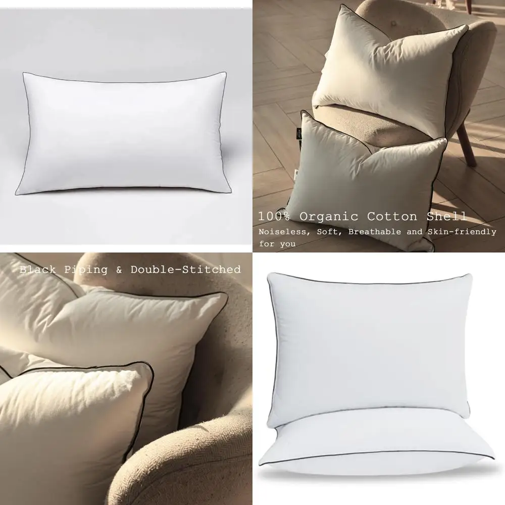 

Orthopedic Goose Down Pillows with 700 Fill Power, Breathable Cotton Cover, Ideal for Back, Stomach, and Side Sleepers