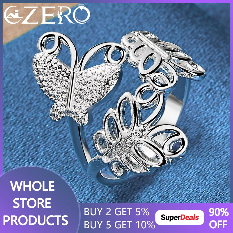 

Original 925 Sterling Silver Open Adjustable Three Butterfly Ring For Women Wedding Fashion Party Jewelry Christmas Gifts