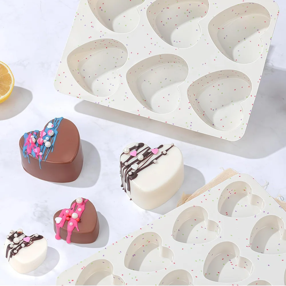 Moldes de Silicona con Forma de Corazón, Molde Grande para Chocolate con Forma de Corazón para Hornear Gomitas y Gelatina, Moldes de Chocolate Encantadores para Cumpleaños y San Valentín