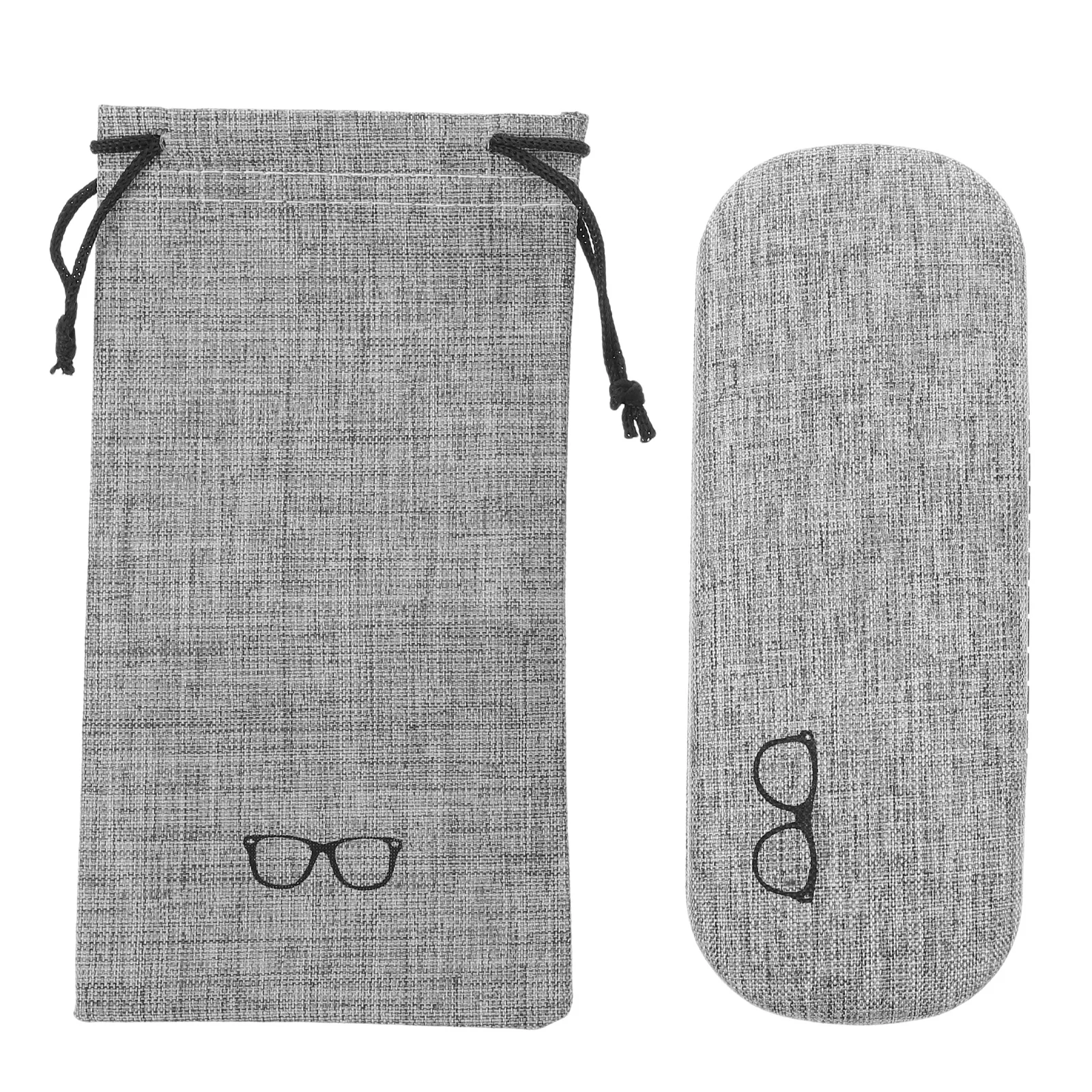

2Pcs Glasses Case Set Includes Drawstring Pouch Rugged Hard Shell for Secure Eyewear Storage Portable Organizer for Travel Daily