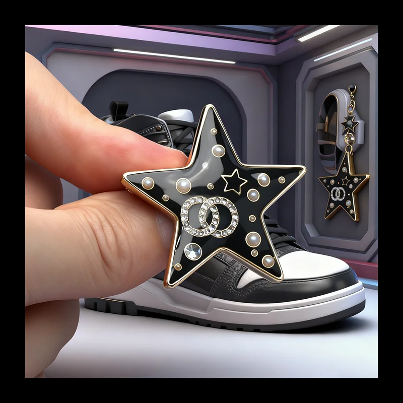 

9788 Xiaoxiangfeng 25K Autumn New Pearl Full Diamond Resin Pentagram Heavy Industry Round Diamond Resin Star Brooch Shoe