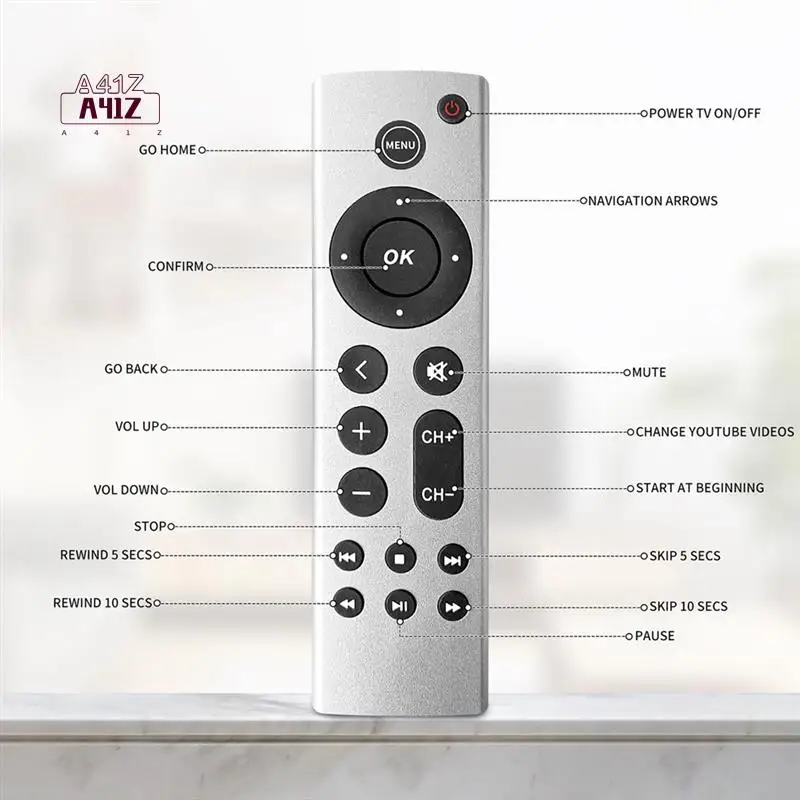 

A41Z-Универсальная замена пульта дистанционного управления для телевизора 4K, TV Box (2Nd 3Rd 4-го поколения), телевизора HD A2843 A2737 A2169