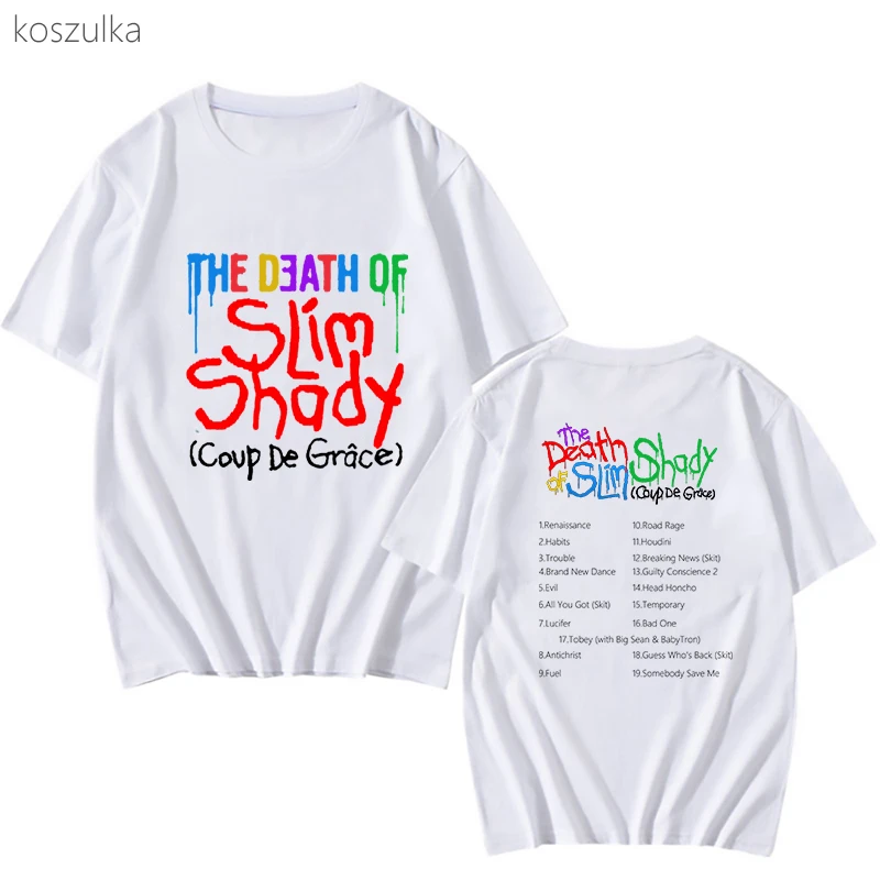 The Death of Slim Shady Tshirt 100% Bawełna Koszulki Graficzne T Shirt Mężczyźni/kobiety Kawaii Odzież Ponadgabarytowe Letnie T-shirty z Krótkim Rękawem