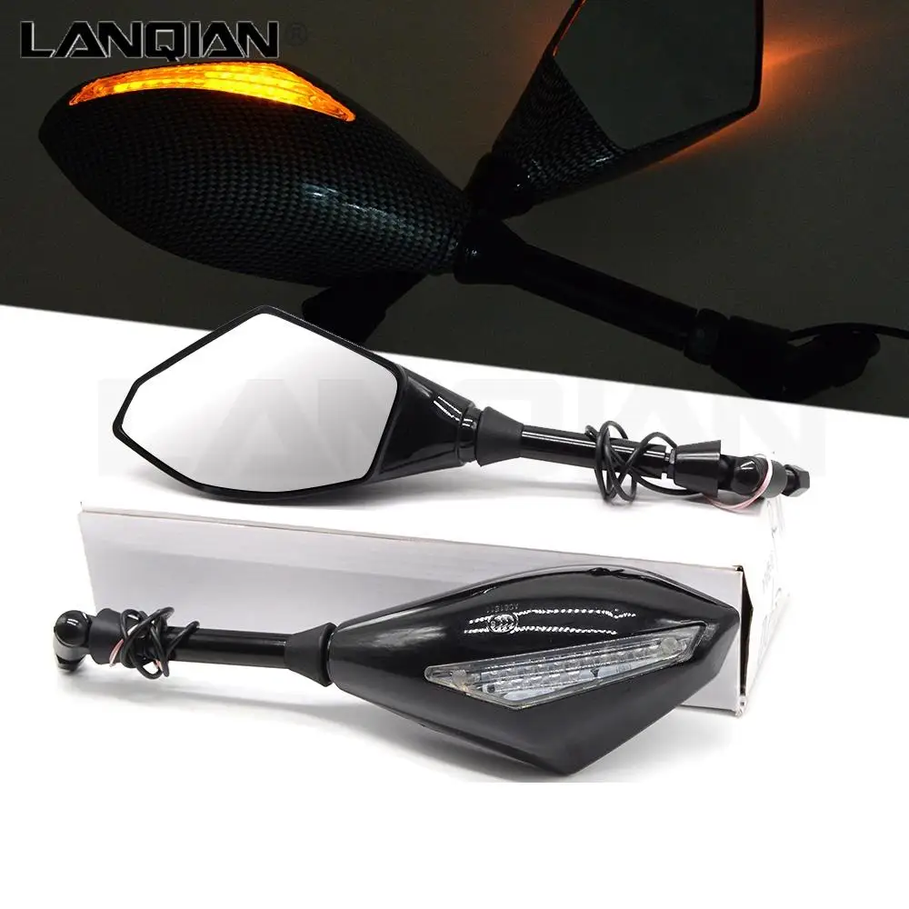 

Motorcycle Rear View Mirrors Side Mirror With LED Turn Signals Light FOR Kawasaki ER6F ER6N ER 6N 6F VERSYS 1000 ZZR600 Z900RS