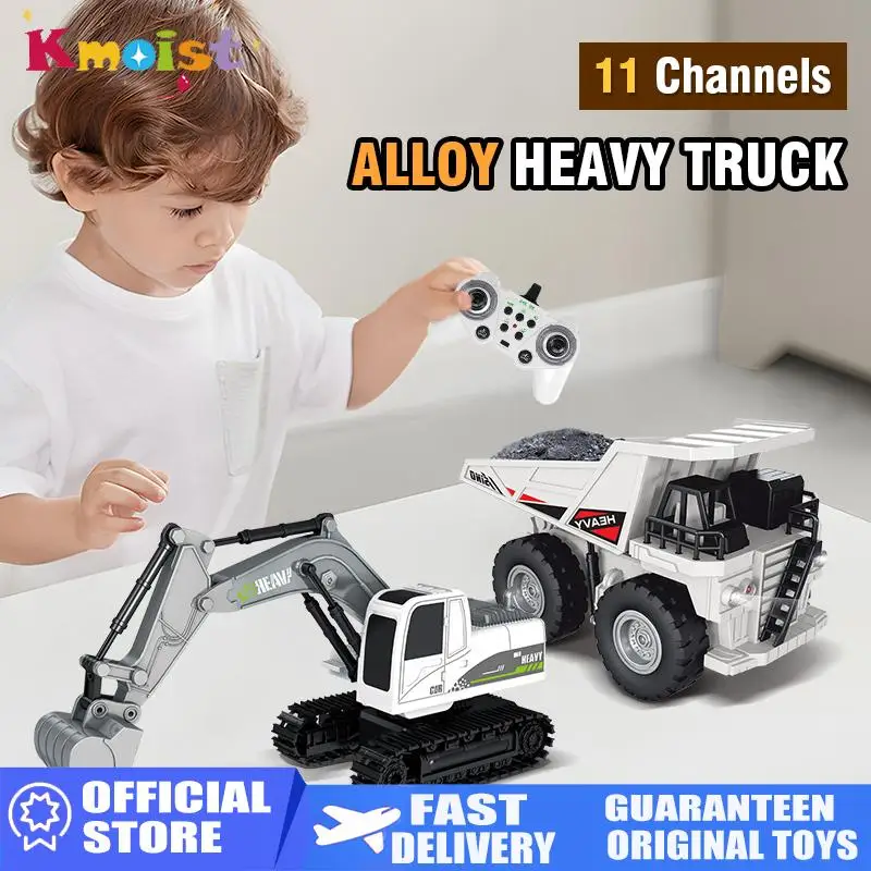 1:24 11Ch Alloy RC Excavator Project 2.4G Remote-Controlled Transport Truck Dump with Lights and Music Toys for Boys Kids Gifts