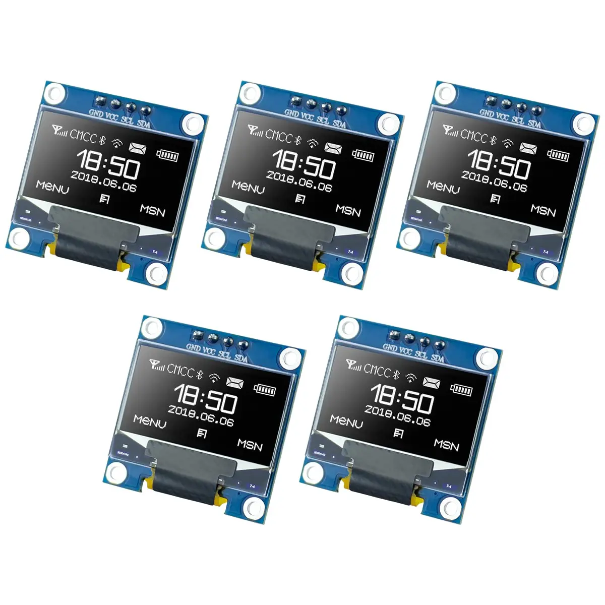 0.96 Inch OLED I2C IIC Display Module 128x64 Pixel SSD1306 Mini Self-Luminous  Screen Board Compatible with Arduino