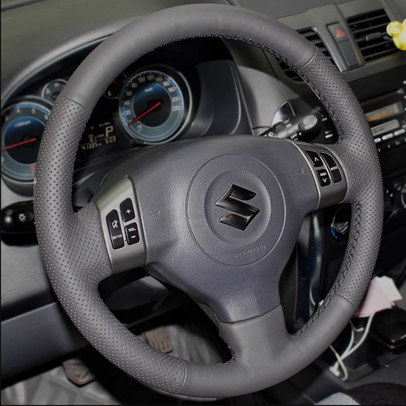 Black Artificial Leather Steering Wheel Cover Hand-Stitched Car Steering Wheel Covers For Suzuki Grand Vitara 2007-2013