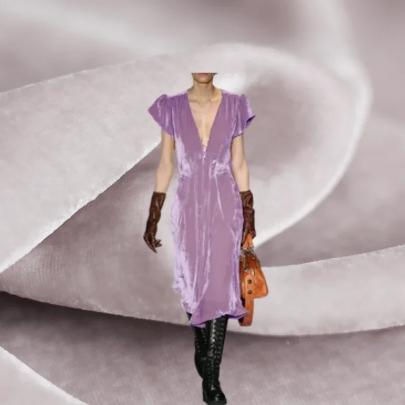 

40mm Solid Color Silk Velvet Fabric for Soft No Bullet DIY Sewing Dress Suit Clothing Fashion Cloth Material By The Meter