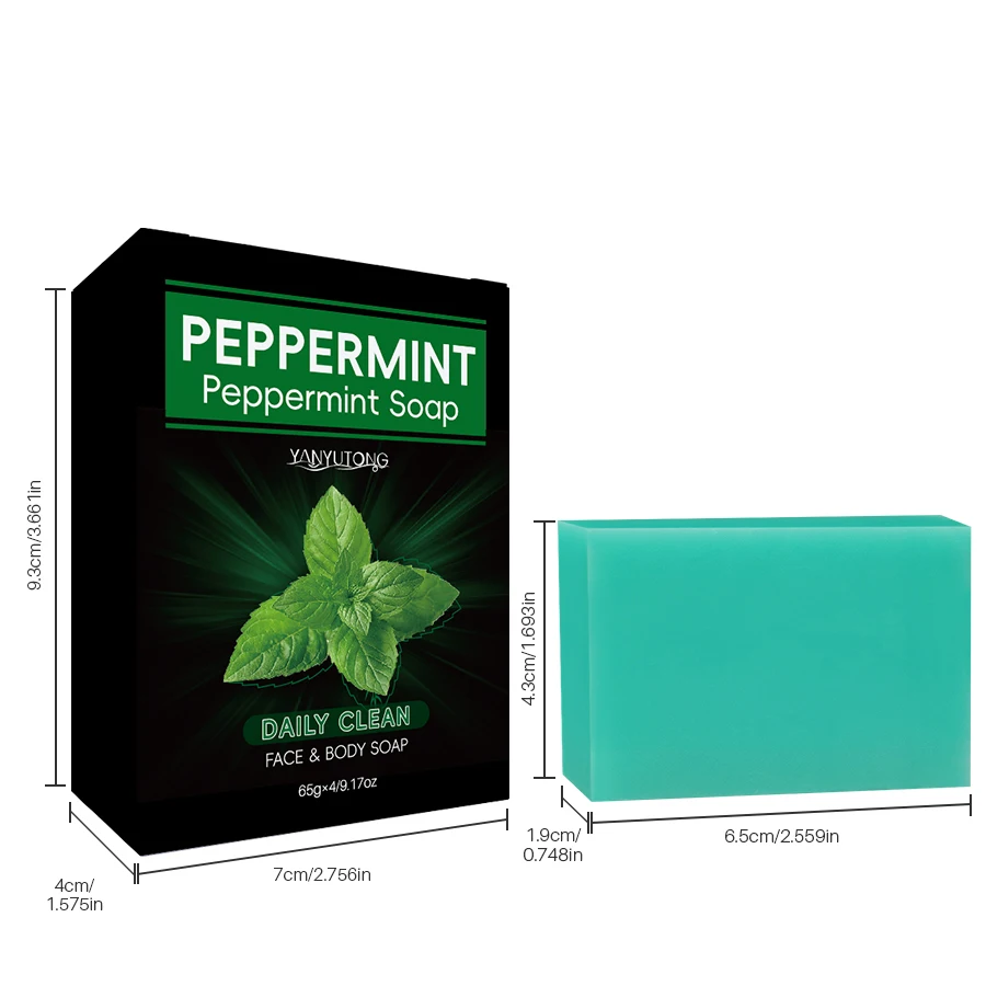 2/4 batang 65g sabun Peppermint dengan minyak pohon teh Peppermint melembapkan kulit buatan tangan sabun Peppermint untuk wajah dan tubuh