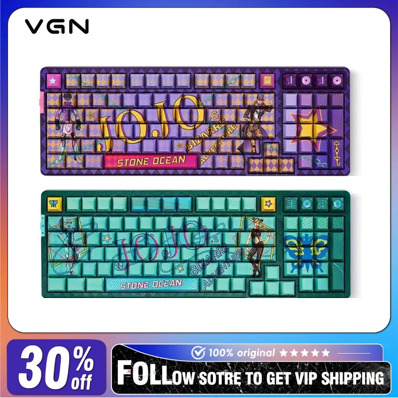 VGN V98proV2 JOJO Co-branded Mechanical Keyboard Wireless Three Mode Hot Swappable Gasket Low Latency E-sports Gaming Keyboard