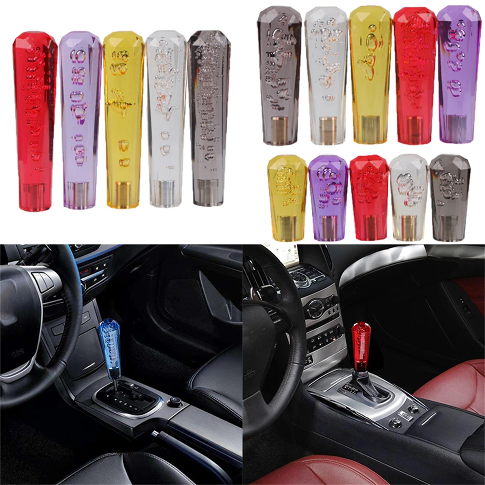 

15cm Car Shining Stitching Multicolor Gear Shift Knob Crystal Bubble Colorful Shifter Lever AT MT 5 Colors