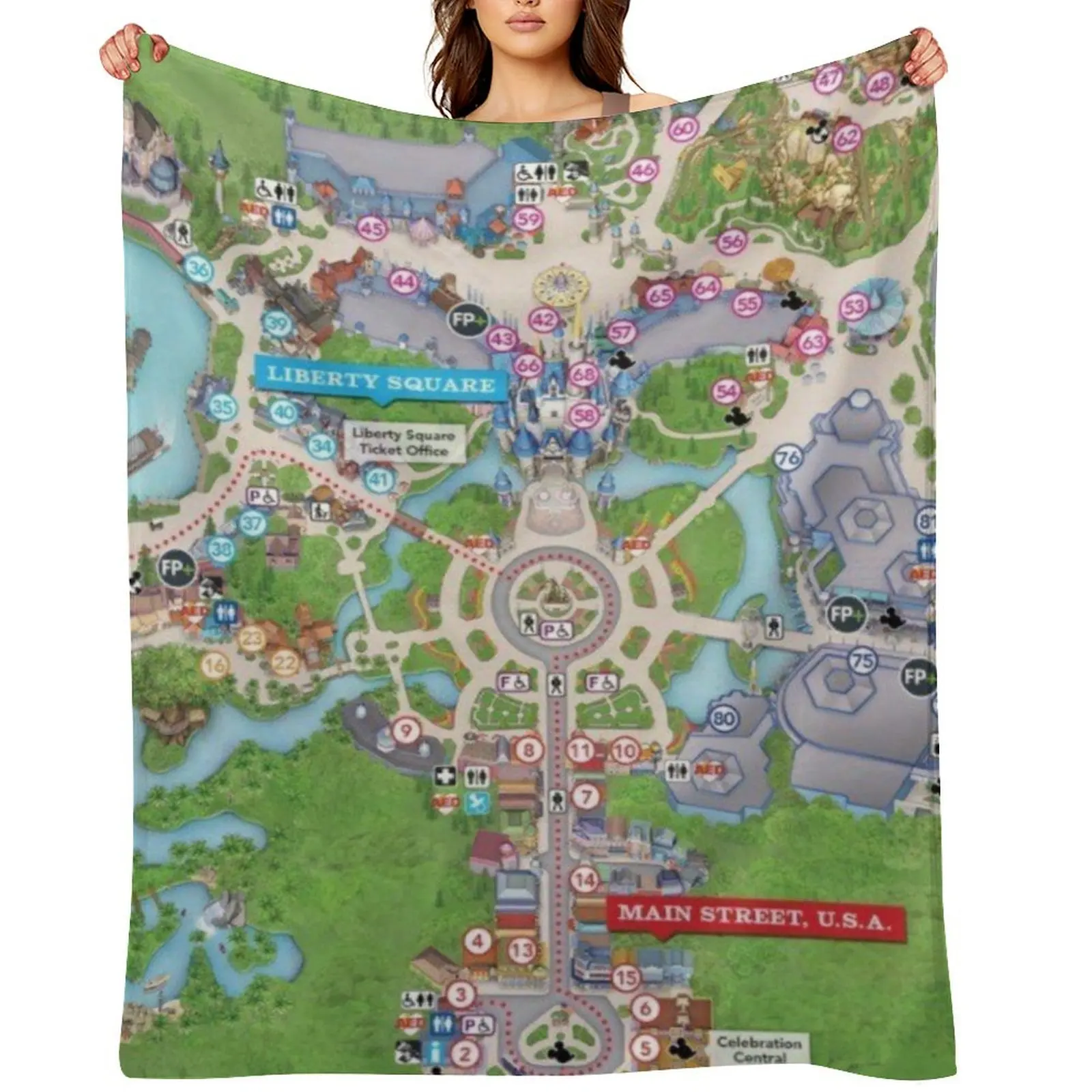 Theme Park Map Throw Blanket Polar Blankets Sofas Of Decoration Soft Plaid Plush Blankets