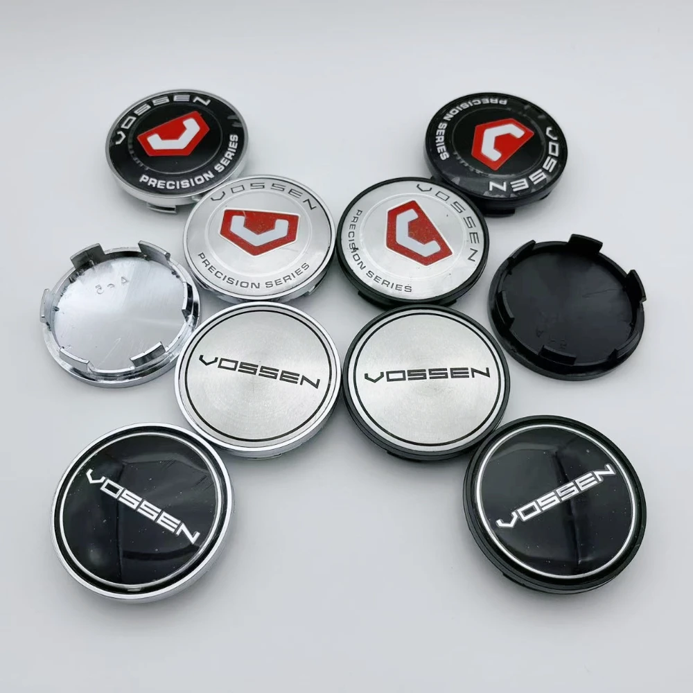 4pcs O.D 65MM / I.D 59MM Car Wheel Center Caps With Vossen Logo Badge Wheels Hub Lid Rim Hubcaps Cover Replace Car Accessories