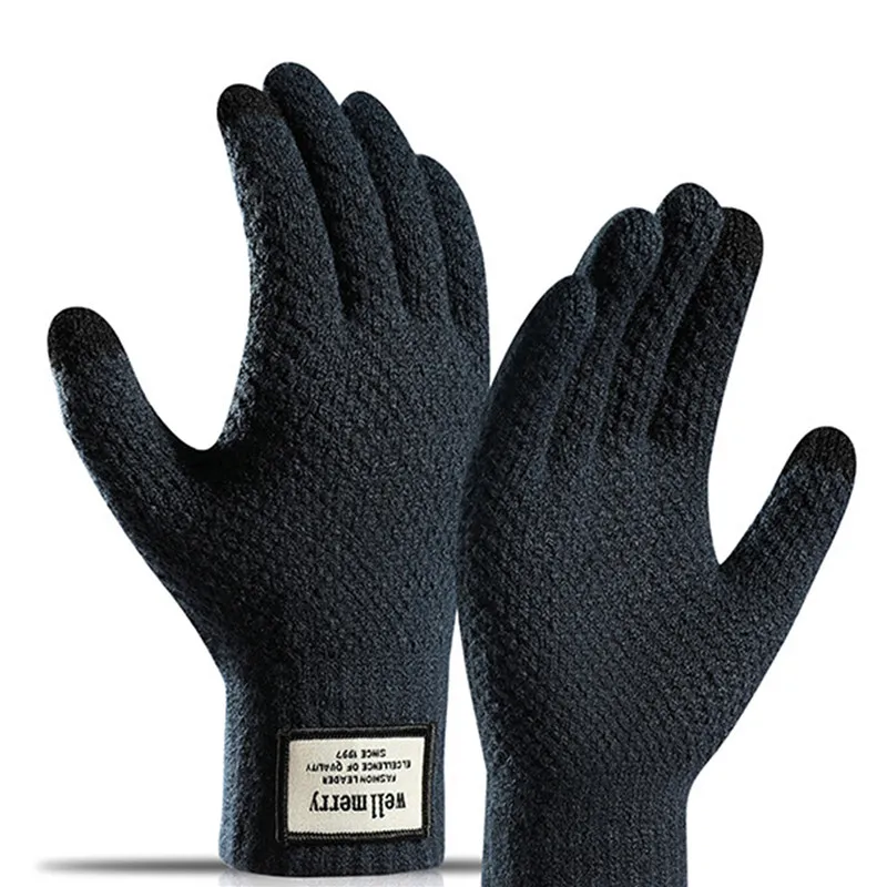 

Winter Men Knitted Gloves Touchscreen High Quality Male Mitten Thicken Warm Wool Cashmere Solid Men Business Gloves Autumn