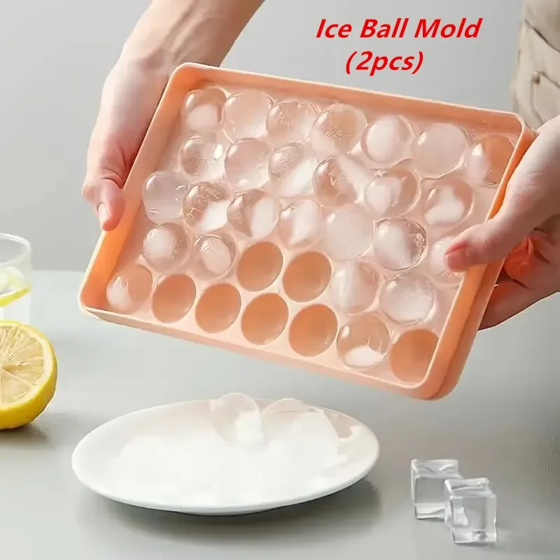 

Ice Cube Tray with Lid Plastic Round Diamond Style Ice Mold Refrigerator Spherical DIY Moulds Ice Ball Maker Kitchen Tool