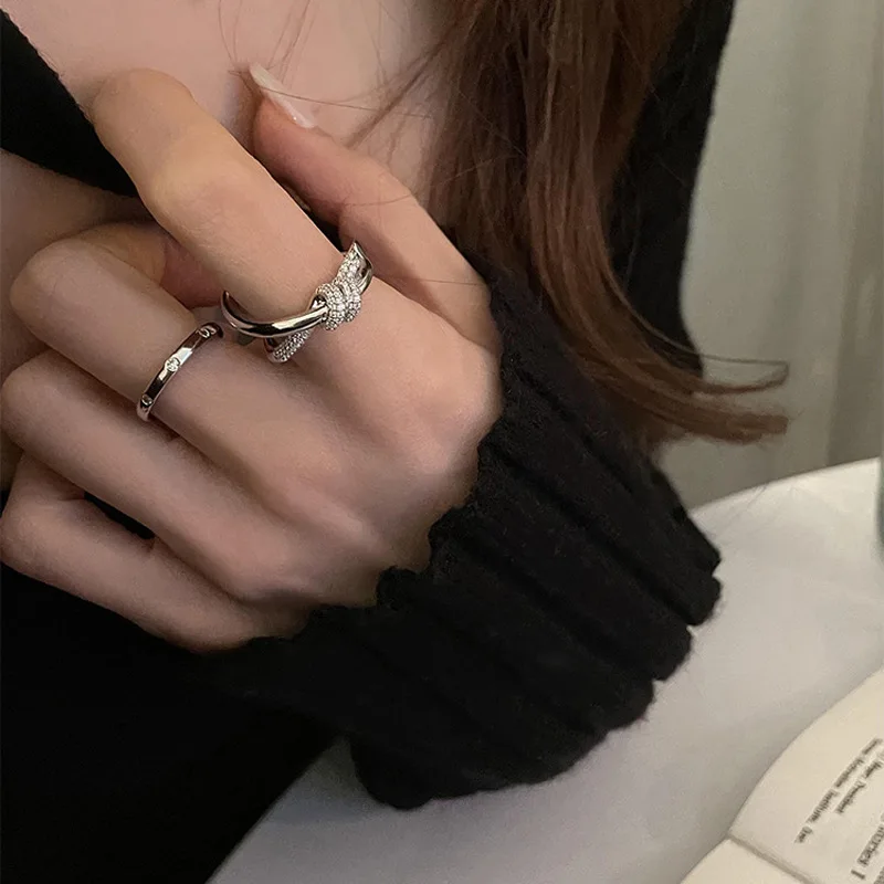 Stainless Steel Rings Romantic Bow Tie Adjustable Opening Ring For Women Jewelry Banquet Gift Non-fading High-quality Popular