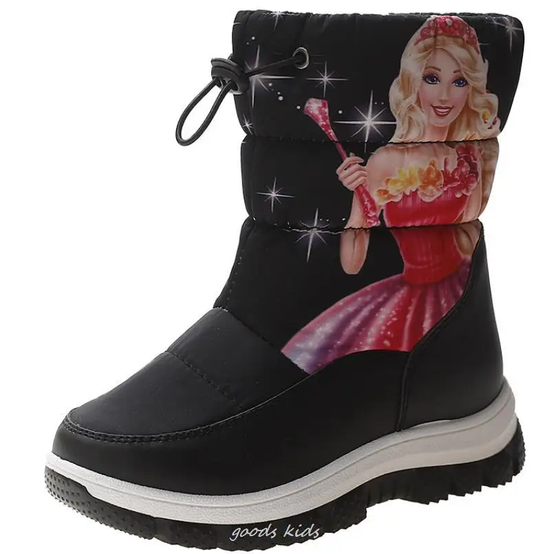 Disney Children Snow Boots Winter Warm Kids Shoes Casual Sneakers Waterproof Girls Princess Cosplay Snow White Fur Child Boots