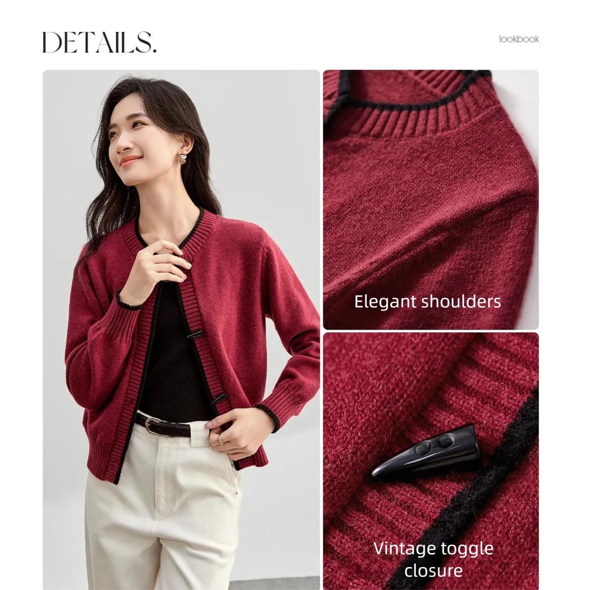 سترة نسائية من SENTUBILA بتصميم عتيق متباين لخريف 2025 سترات ناعمة غير رسمية بأكمام طويلة ملابس نسائية محبوكة W43E56366