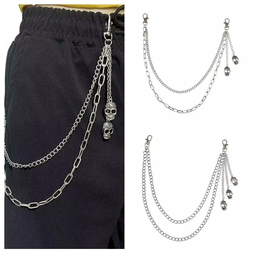 Punk Tassel Skull Waist Chain Zinc Alloy Multi-layer Punk Belt Chain Key Chains Gothic Tassel Jeans Chain Male