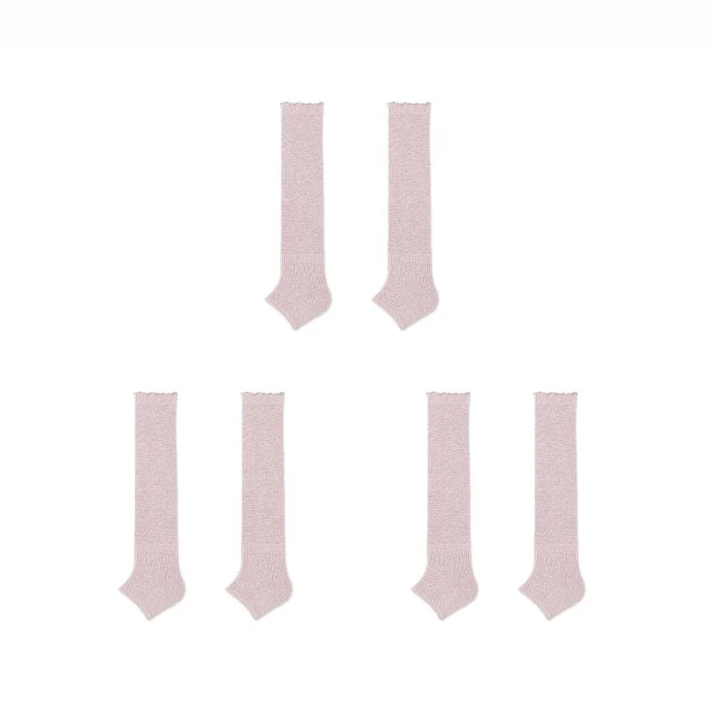 

3Pairs Ballet Style JK Calf Long Socks Ruffle Ultra-Thin Knee High Socks Solid Color Breathable Bunching Socks Sweet Girls