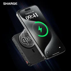 SHARGE CarbonMag Magsafe Portable 10000mAh Qi2 Certified Magnetic Carbon Fiber Power Bank PD20W Fast Charging Battery Pack