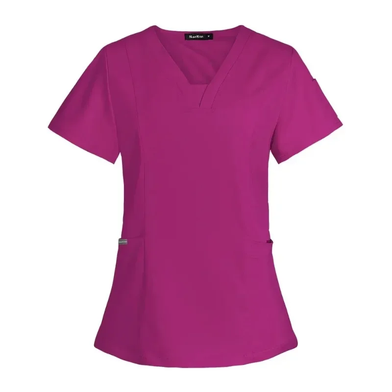 Women Short Sleeve Jogger Blouse Doctor Scrub Tops Working Uniform Clinic T-shirts Scrubs Uniforms Pet Grooming Agency Clothes