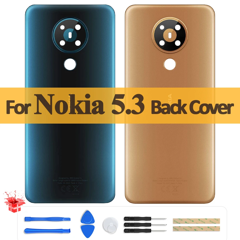 

Original Battery Back Cover For Nokia 5.3 TA-1223 TA-1234 TA-1227 TA-1229 Battery Door Housing With Camera Glass Lens Replace