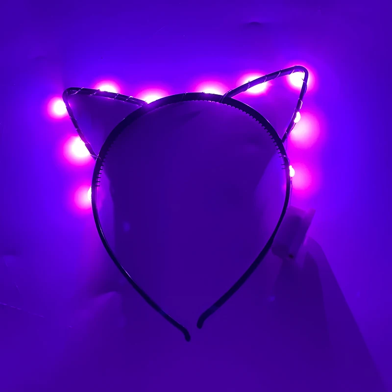 1PC LED Flashing Glow Headband Kids Girls Cat Ears Light Up Hairbands Hair Accessories Glow Party Supplies