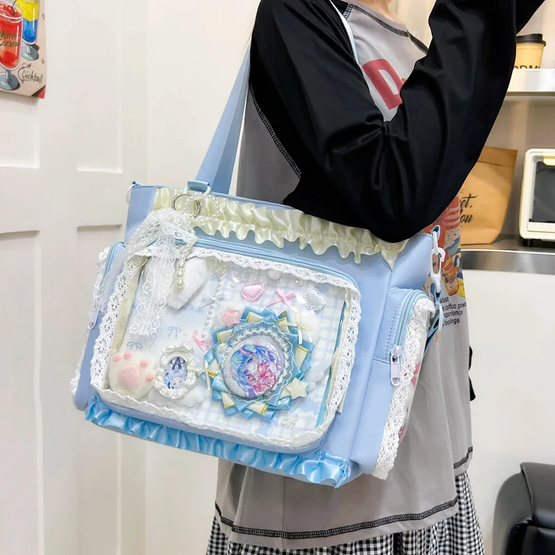 New Sweet Candy Color Girl Ulzzang Ita Bag JK Uniform Shoulder Bag Comic Exhibition Cute Fashionable Light Crossbody Bag