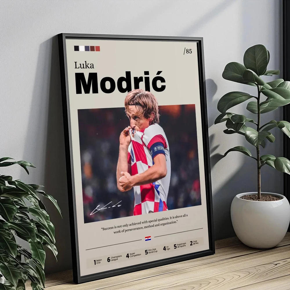 ملصق Modric Saka Drogba ملصق رياضي مطبوع عليه كرة القدم ديكور كرة القدم أسطورة جدار الفن هدية للمروحة